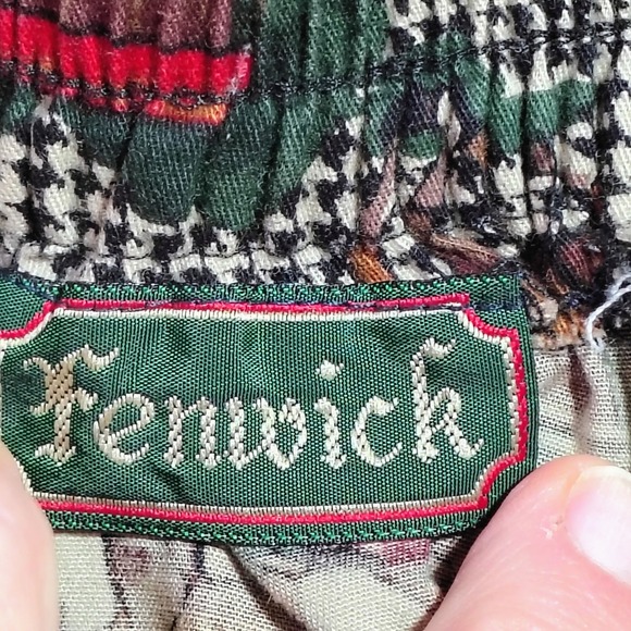 Fenwick Houndstooth Equestrian Polo Horse Riding Print Pleated Maxi Skirt Size 8 - Picture 4 of 10